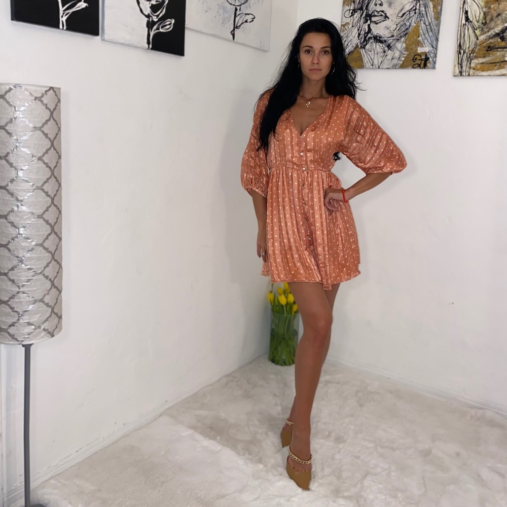 Light orange with white dots dress from Zara